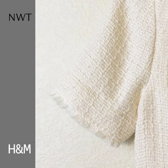 H&M Cream Tweed Boucle Mini Dress, Sz S - Picture 7 of 11